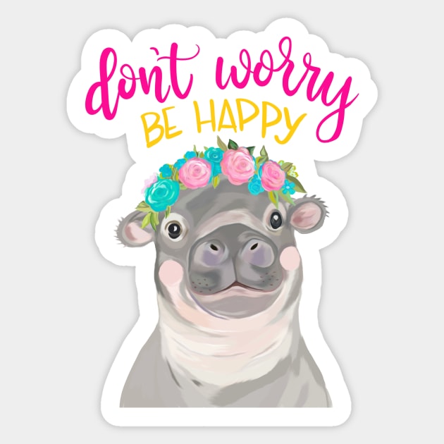 Happy Hippo Sticker by Curtin Creative Art